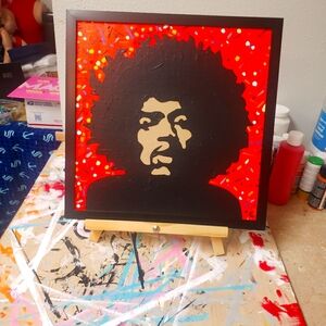 JIMI HENDRIX Original Acrylic Painting 12" x 12"